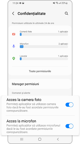 Permite accesul la camera foto și la Microfon