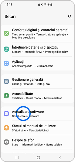 Atinge Actualizare software