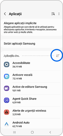 Atinge pictograma filtru