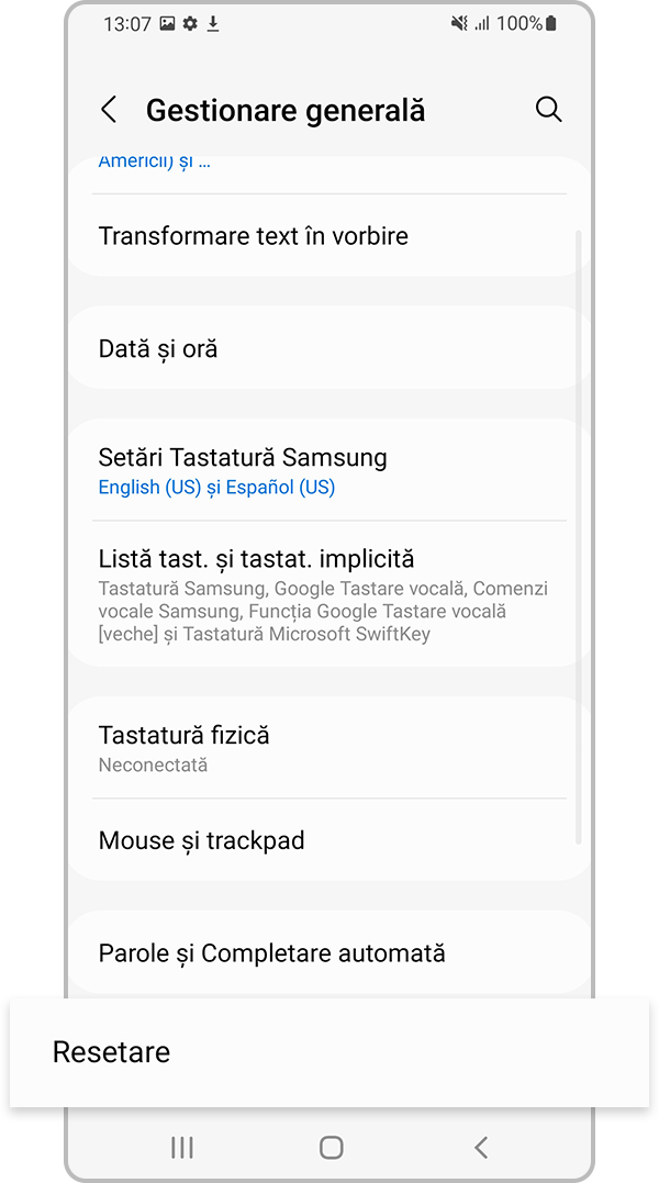 Selectează Resetare