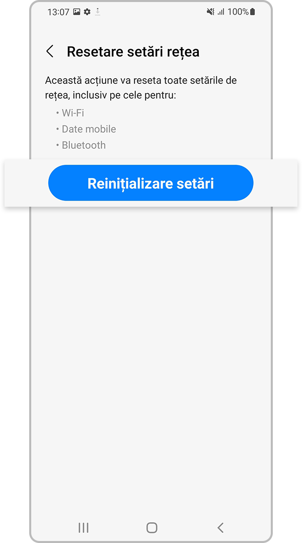 Atinge Reinițializare setări