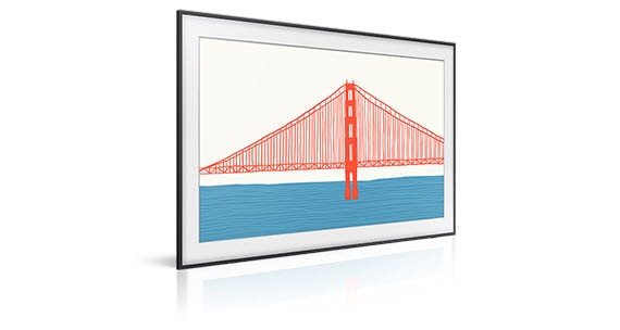 Vedere în perspectivă a televizorului The Frame de 65"