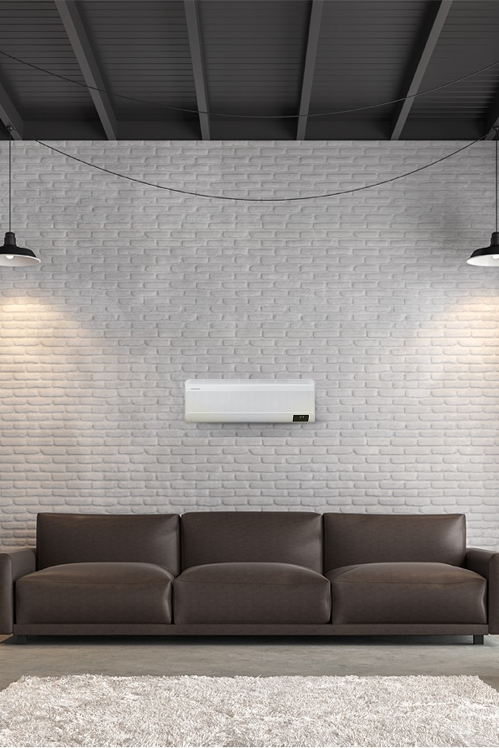 wall mount air conditioning unit on the wall in a living room