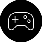  Krug u kom se nalazi prikaz kontrolora za konzolu za video-igre. 
