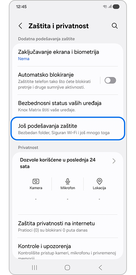 Izbor Još podešavanja zaštite
