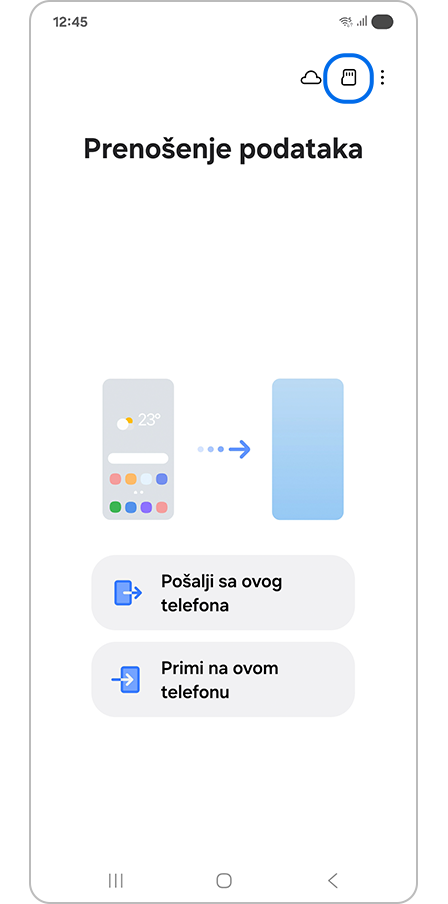 Dodirivanje ikone SD kartice