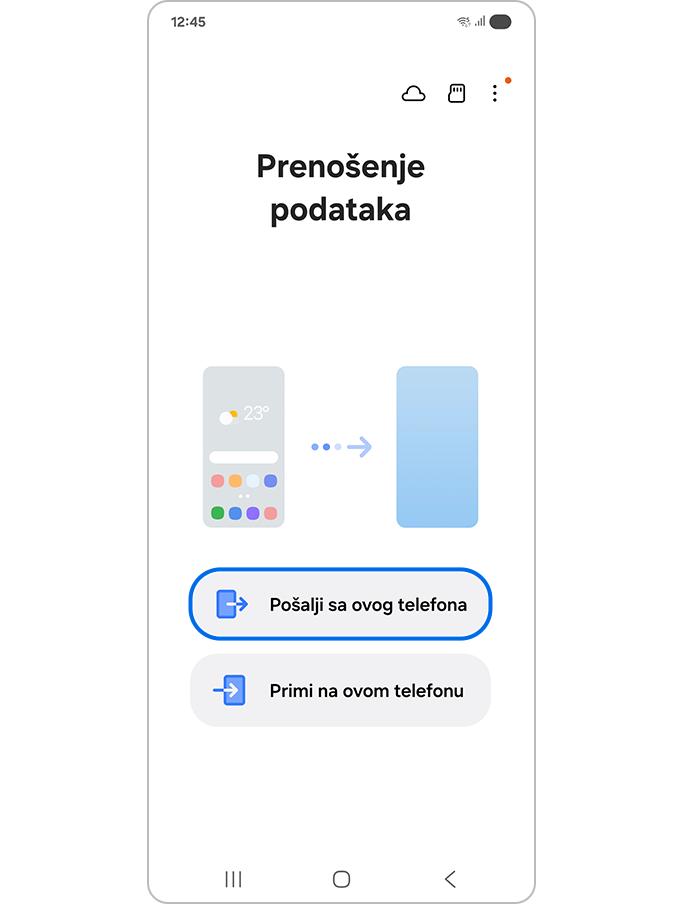 Ekran sa pitanjem da li želite da šaljete sa ovog telefona