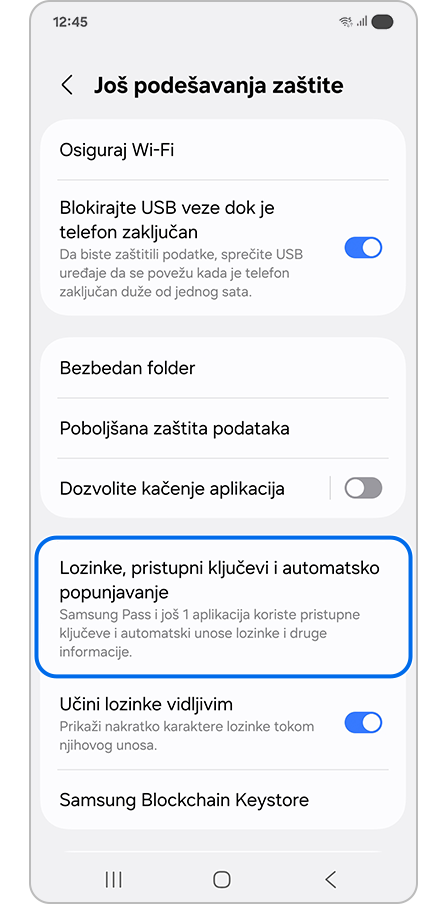Izbor lozinki, pristupnih ključeva i automatskog popunjavanja