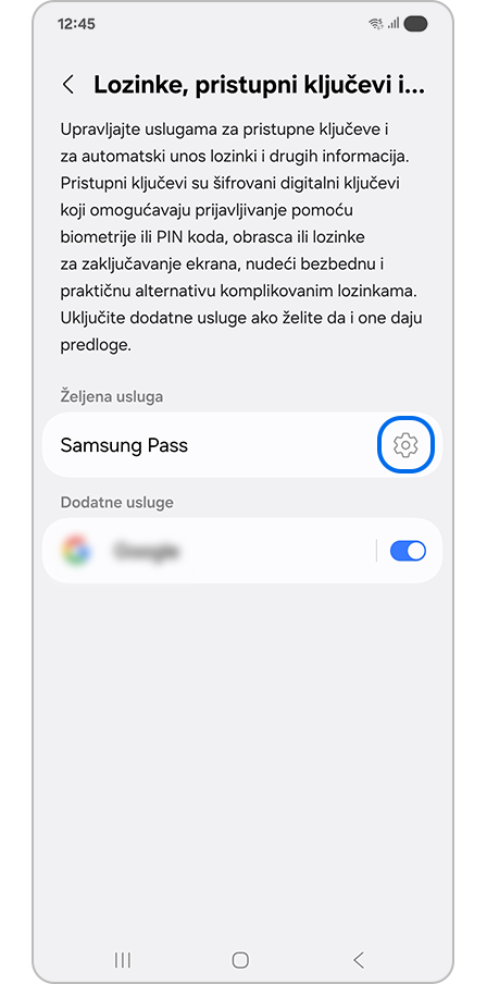 Dodirivanje ikone Podešavanja