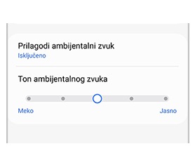 Nivoi tona ambijentalnog zvuka od mekog do jasnog