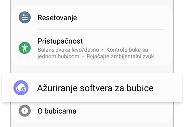 Ažuriranja softvera pomoću aplikacije Galaxy Wearable