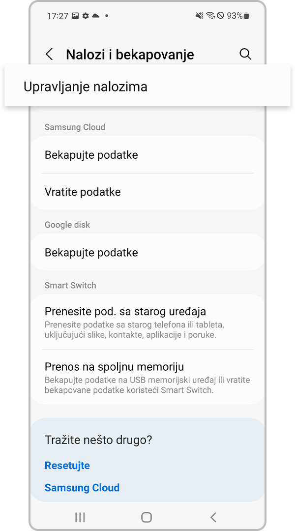 Upravljanje nalozima