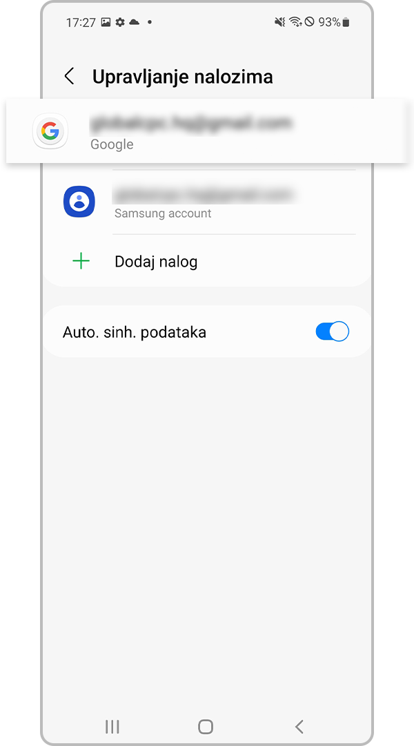 Izaberite Google nalog