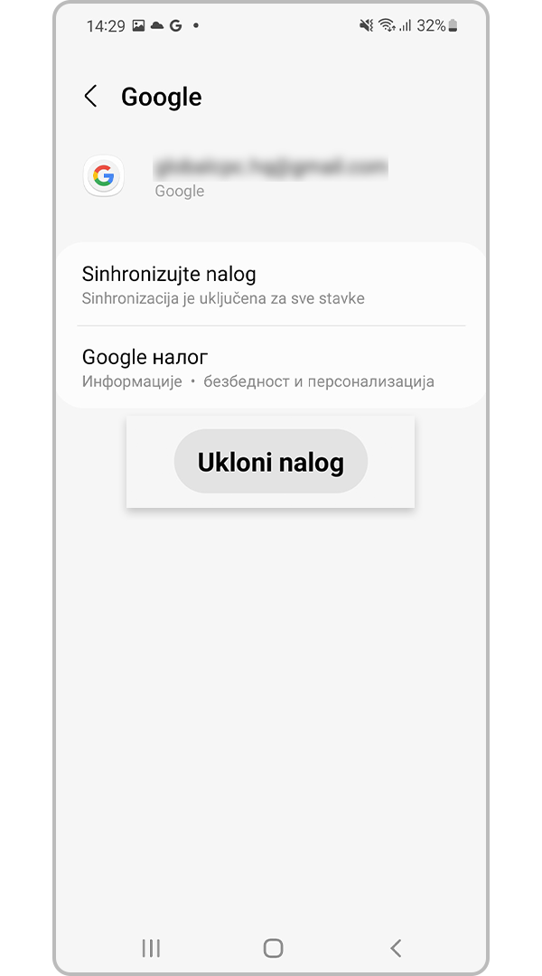 Uklonite Google nalog