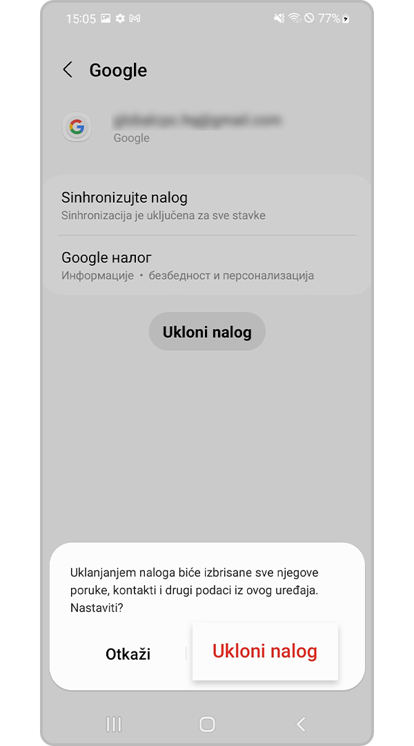Potvrdite i uklonite nalog