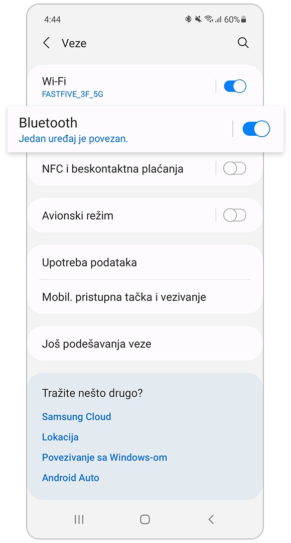 proverite da li je funkcija Bluetooth omogućena