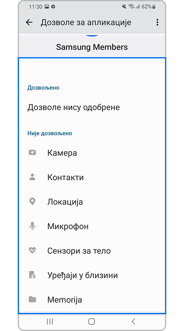 Omogućite dozvole za aplikacije