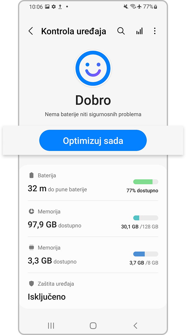 Dodirnite Optimizuj sada