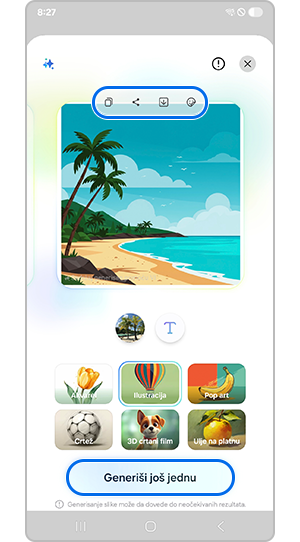 Sačuvajte ili kucnite na koncept da biste generisali drugu sliku