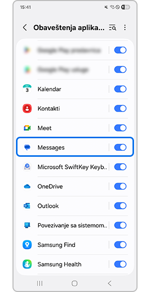 Izbor aplikacije Messages