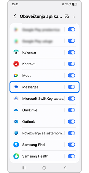 Izbor aplikacije Messages