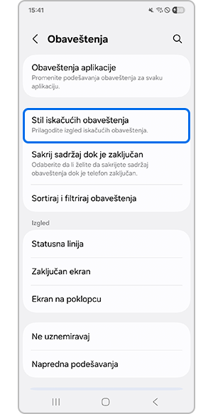 Izbor stila iskačućih obaveštenja
