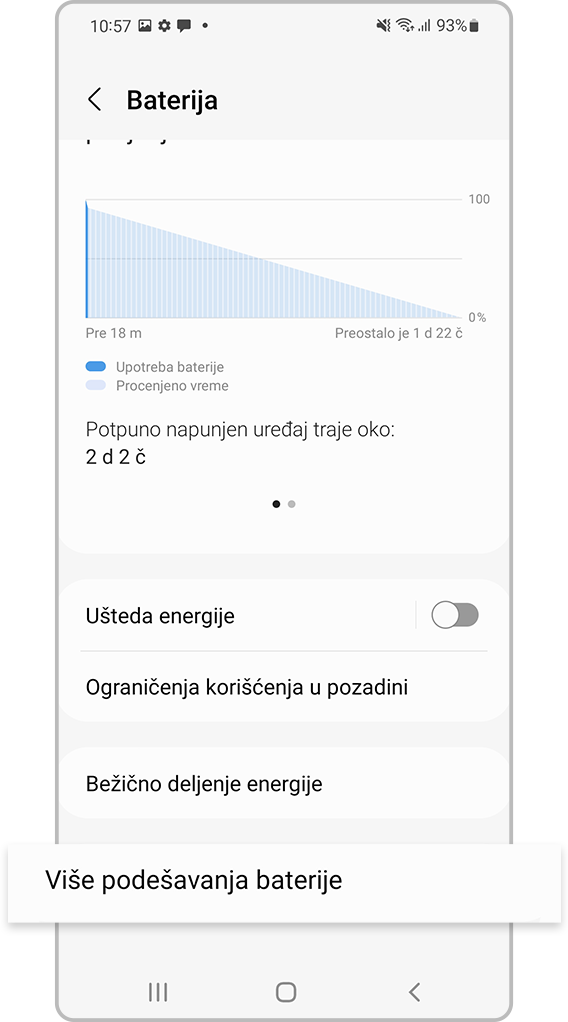 Još podešavanja za bateriju