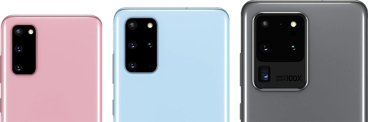 slika na kojoj se porede Galaxy S20 uređaji