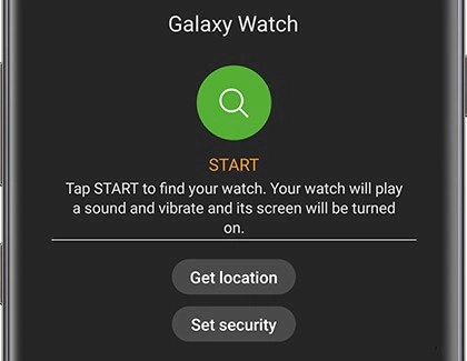 Slika snimka ekrana za potragu za mojim Galaxy Watch