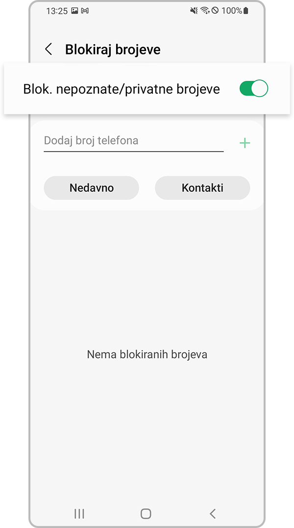 provera da li uređaj blokira nepoznate brojeve, 4. korak