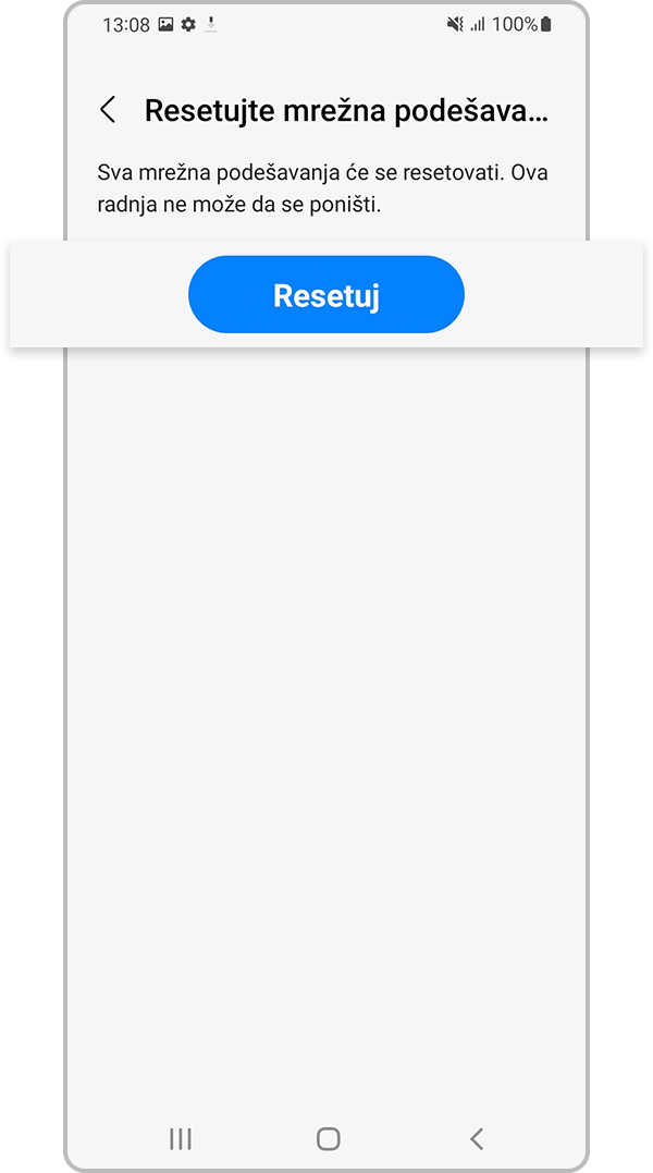 Proverite informacije i dodirnite Resetovanje