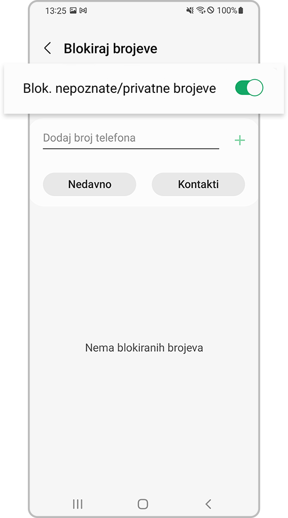 provera da li uređaj blokira nepoznate brojeve, 4. korak