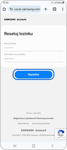 Resetujte lozinku Samsung naloga i potvrdite