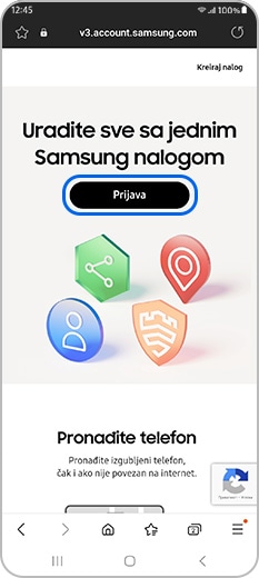 Prijavljivanje na Samsung nalog putem veb-stranice