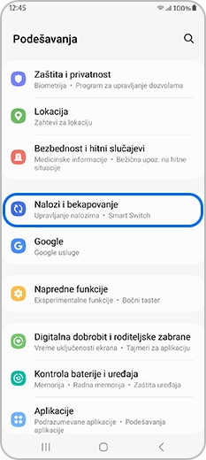 Nalozi i rezervna kopija označeni su u Podešavanjima