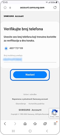 Verifikujte unosom svog prethodnog broja telefona i dodirnite nastavi