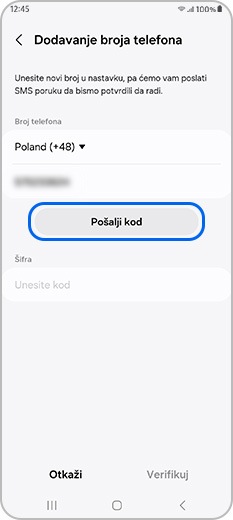 Unesite kôd u predviđeni prostor, a zatim dodirnite Verifikuj
