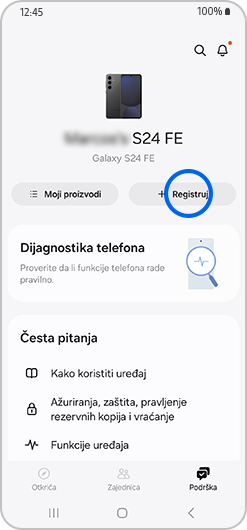 Početni ekran aplikacije Members