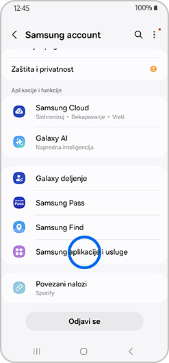 Samsung aplikacije i usluge koje koriste Samsung nalog