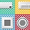 Samsung wall mounted air conditioner is hanging on a wall with white dots on a yellow, blue, and red color background. Samsung wall mounted AC is operating in WindFree™ mode for energy saving.