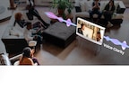 People are gathered and wathcing The Serif sitted in the middle of the room.To illustrate Active Voice Amplifier, image becomes dimmed as the noise around TV increases due the people. And Active Voice Amplifier automatically increases "voice clarity".