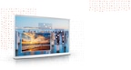 A Cloud White model of The Serif shows an onscreen image of water with old pier beams sticking upward out of the water. Then, 3 illustrations show real-time, scene-by-scene analysis of parts of the image to demonstrate AI Upscaling.
