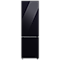 Холодильник Samsung BeSpoke с нижней морозильной камерой высотой 2.03 метра, цвет чёрный, поверхность глянцевое стекло