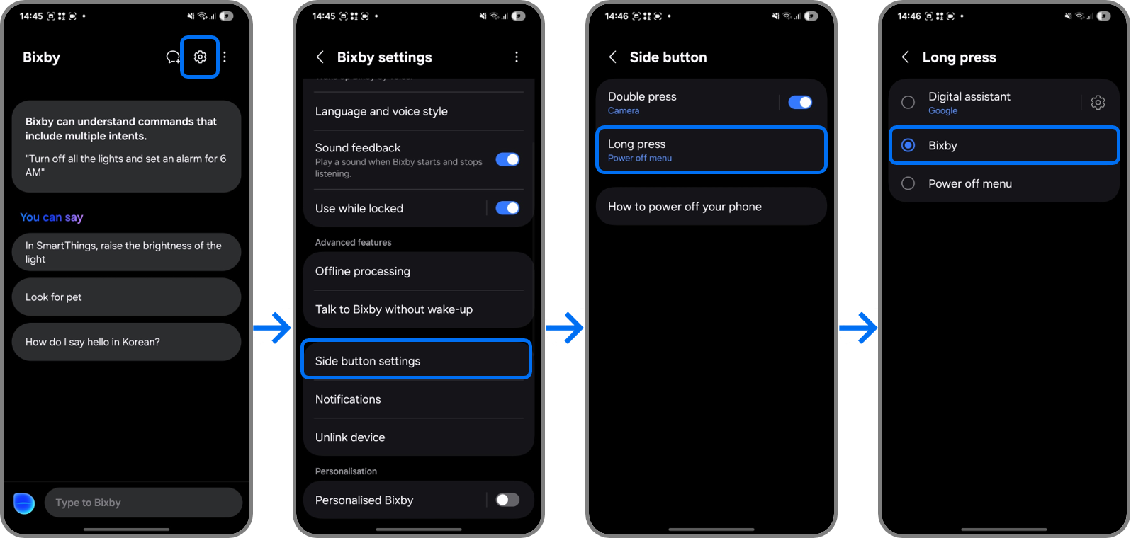 steps to turn bixby on from bixby app