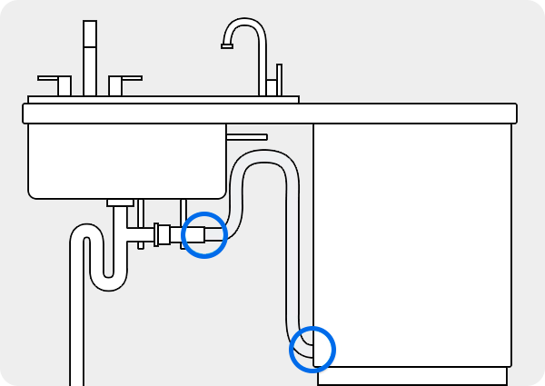 Подключение сливного шланга к посудомоечной машине