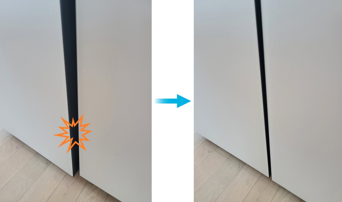 Дверь холодильника Samsung колеблется из-за другой двери