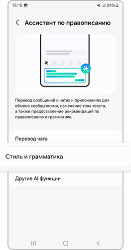 настройки Ассистена по правописанию