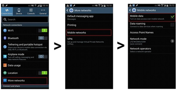 Network data setup – Mobile data