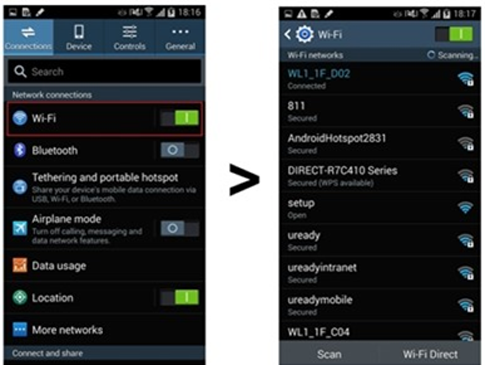 Network data setup - Wi-Fi