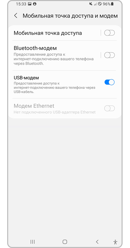 USB-модем включен